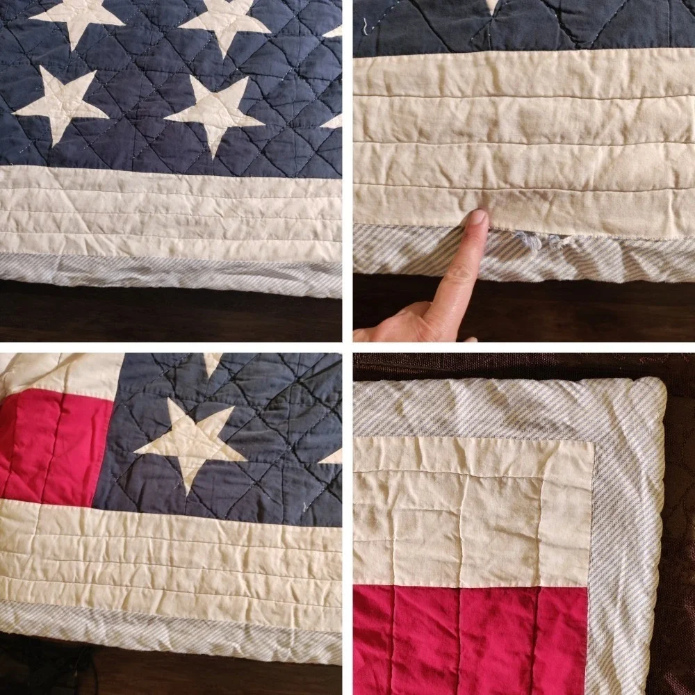 Tommy Hilfiger American Flag Quilt Stars Stripes Approximately 82Wx84L Imperfect